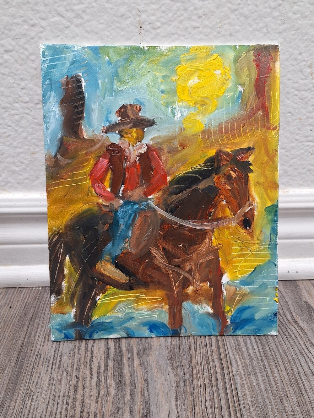 8x10 Original Western Cowboy Oil Painting
